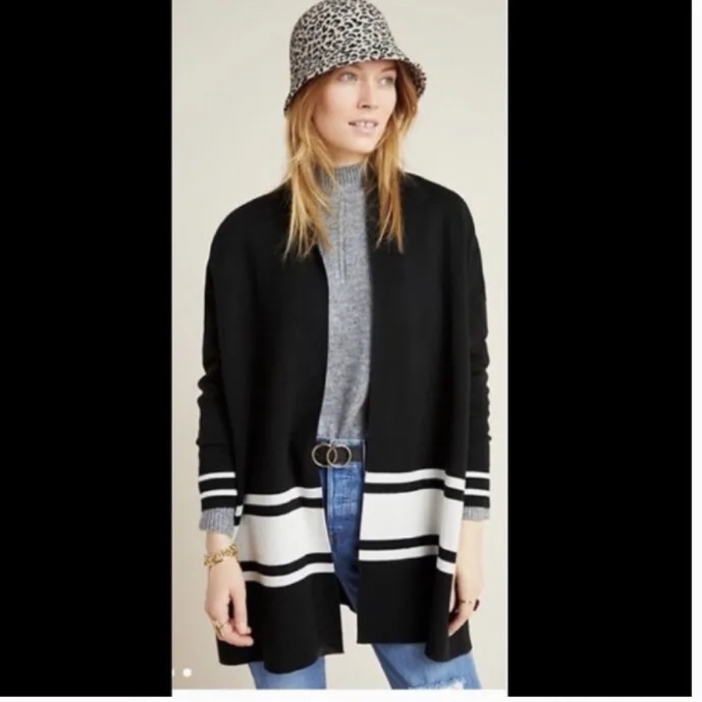 Anthropologie NVLT black & white open cardigan